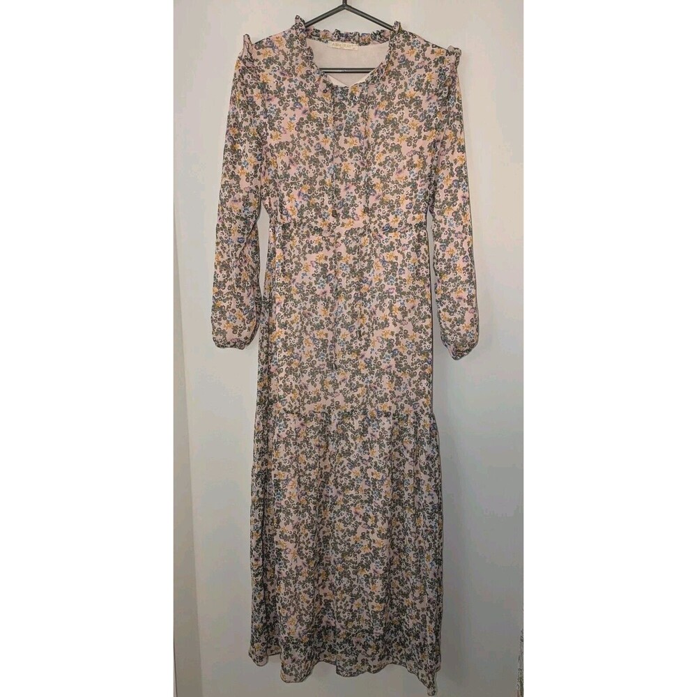 ASMiRAY Women's Maxi Ruffle Tiered Made in Turkey Modest SZ 38 (M) Micro-Floral